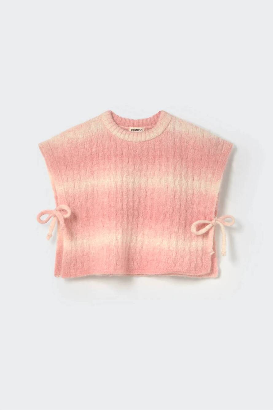 NEW MY LITTLE COZMO girls tricot mohair vest in silver pink
